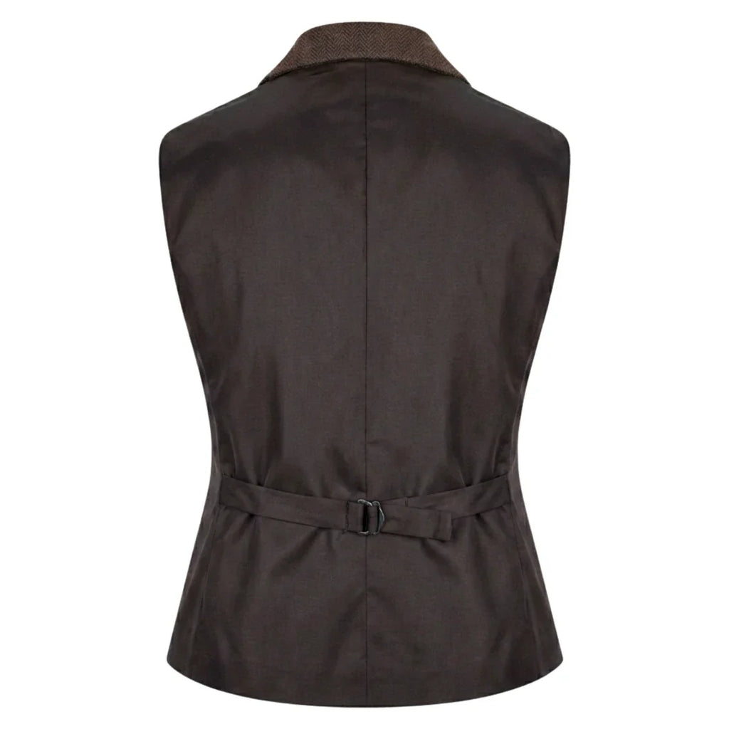 IMW-04 - Women's Brown Tweed Herringbone Blazer Waistcoat