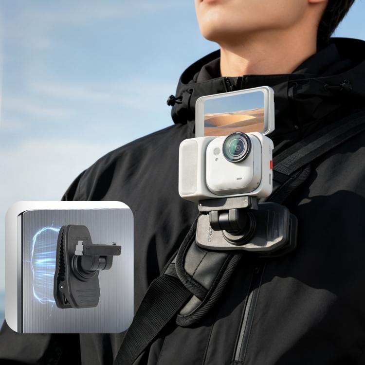 For Insta360 GO Ultra Sunnylife Magnetic Quick-Release Backpack Clip Action Camera Clamp Vertical-Horizontal Mount, For Insta360 GO Ultra