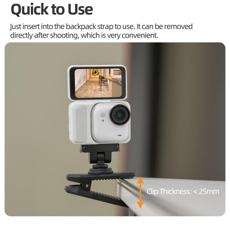 For Insta360 GO Ultra Sunnylife Magnetic Quick-Release Backpack Clip Action Camera Clamp Vertical-Horizontal Mount, For Insta360 GO Ultra