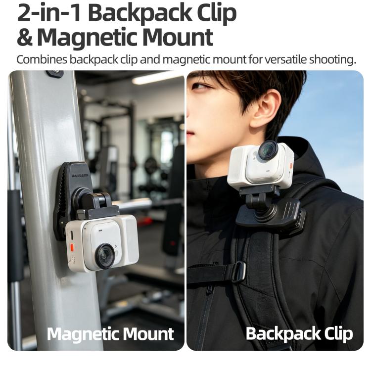 For Insta360 GO Ultra Sunnylife Magnetic Quick-Release Backpack Clip Action Camera Clamp Vertical-Horizontal Mount, For Insta360 GO Ultra