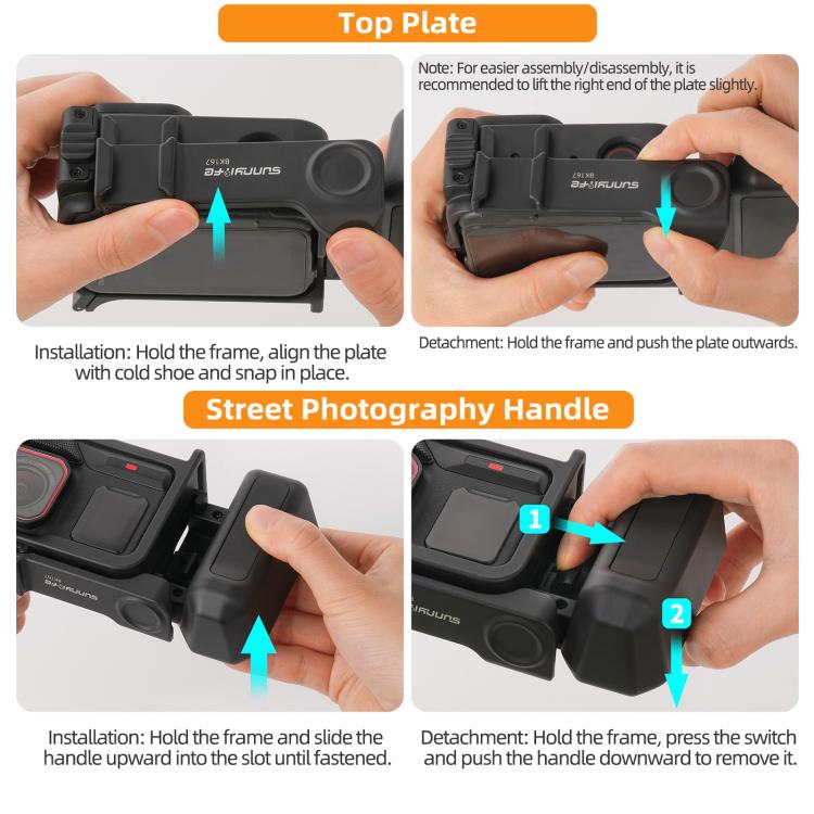 Sunnylife 2-in-1 Detachable Protective Frame & Street Photography Handle for Insta360 Ace Pro 2 / 1