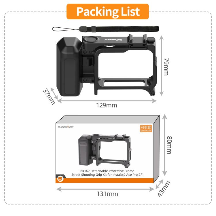 Sunnylife 2-in-1 Detachable Protective Frame & Street Photography Handle for Insta360 Ace Pro 2 / 1