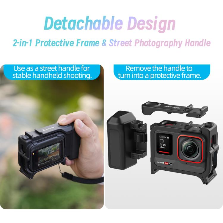 Sunnylife 2-in-1 Detachable Protective Frame & Street Photography Handle for Insta360 Ace Pro 2 / 1