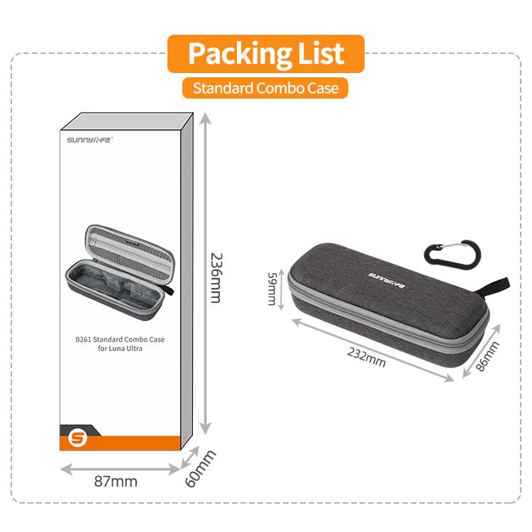 For Insta360 Luna Ultra Sunnylife Mini Carrying Case Handbag Standard Combo Bag, LU-B261