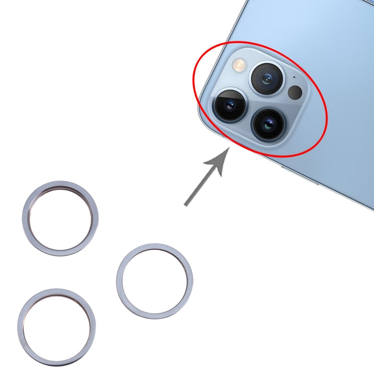 3 PCS Rear Camera Glass Lens Metal Outside Protector Hoop Ring for iPhone 13 Pro Max, For iPhone 13 Pro Max