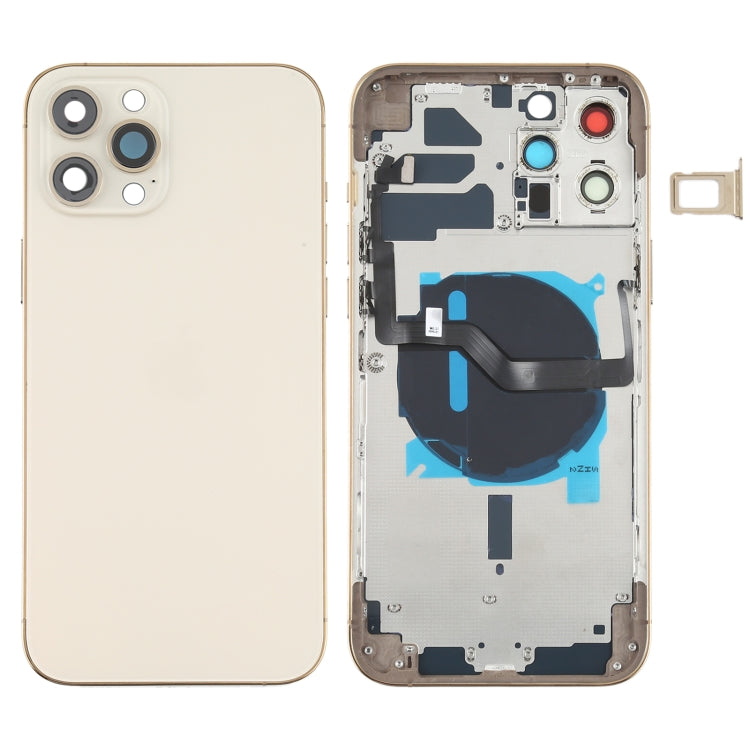 Battery Back Cover (with Side Keys & Card Tray & Power + Volume Flex Cable & Wireless Charging Module) for iPhone 12 Pro Max, For iPhone 12 Pro Max