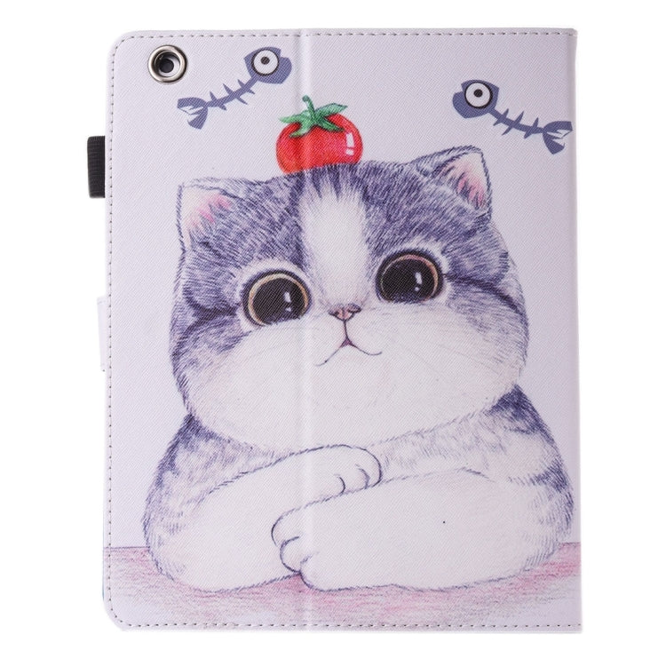 For iPad 4 / 3 / 2 Painting Tomato and Cat Pattern Horizontal Flip Leather Case with Holder & Wallet & Card Slots & Pen Slot
