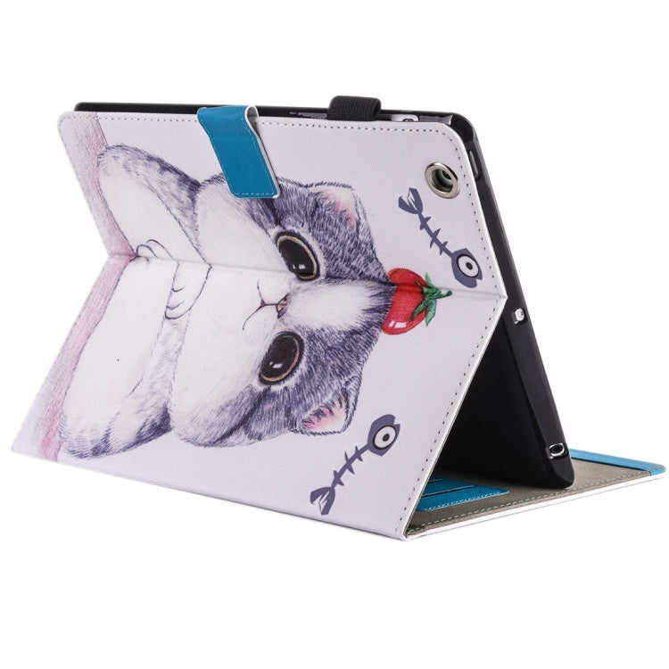 For iPad 4 / 3 / 2 Painting Tomato and Cat Pattern Horizontal Flip Leather Case with Holder & Wallet & Card Slots & Pen Slot