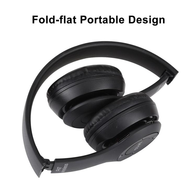 P47 Foldable Wireless Bluetooth Headphone with 3.5mm Audio Jack, Support MP3 / FM / Call(Black)