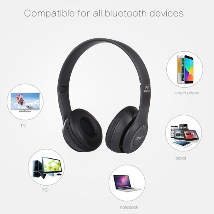 P47 Foldable Wireless Bluetooth Headphone with 3.5mm Audio Jack, Support MP3 / FM / Call(Black)