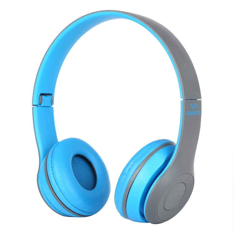 P47 Foldable Wireless Bluetooth Headphone with 3.5mm Audio Jack, Support MP3 / FM / Call(Blue)