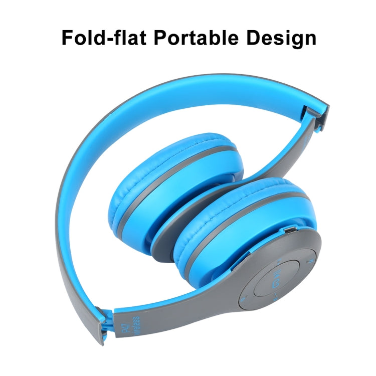 P47 Foldable Wireless Bluetooth Headphone with 3.5mm Audio Jack, Support MP3 / FM / Call(Blue)