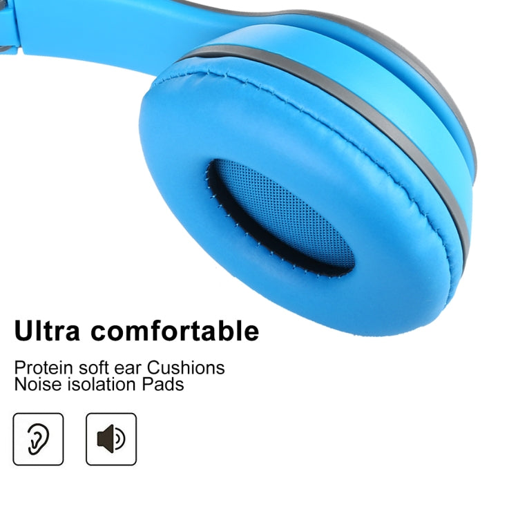 P47 Foldable Wireless Bluetooth Headphone with 3.5mm Audio Jack, Support MP3 / FM / Call(Blue)
