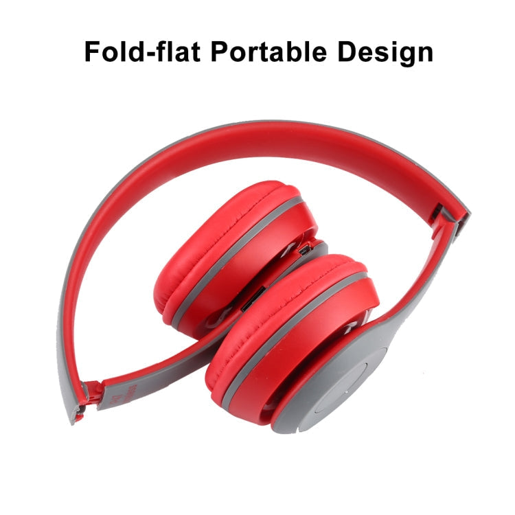 P47 Foldable Wireless Bluetooth Headphone with 3.5mm Audio Jack, Support MP3 / FM / Call(Red)