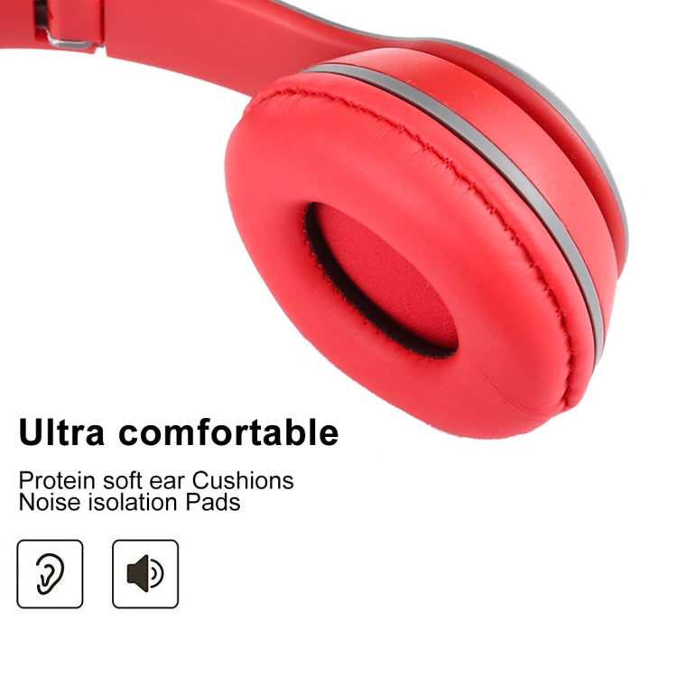 P47 Foldable Wireless Bluetooth Headphone with 3.5mm Audio Jack, Support MP3 / FM / Call(Red)
