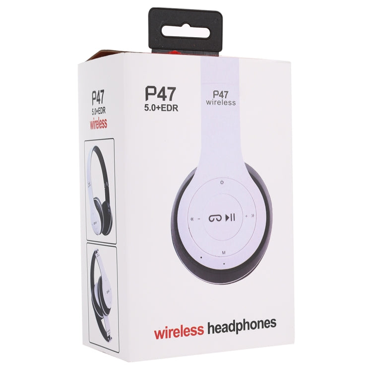 P47 Foldable Wireless Bluetooth Headphone with 3.5mm Audio Jack, Support MP3 / FM / Call(White)