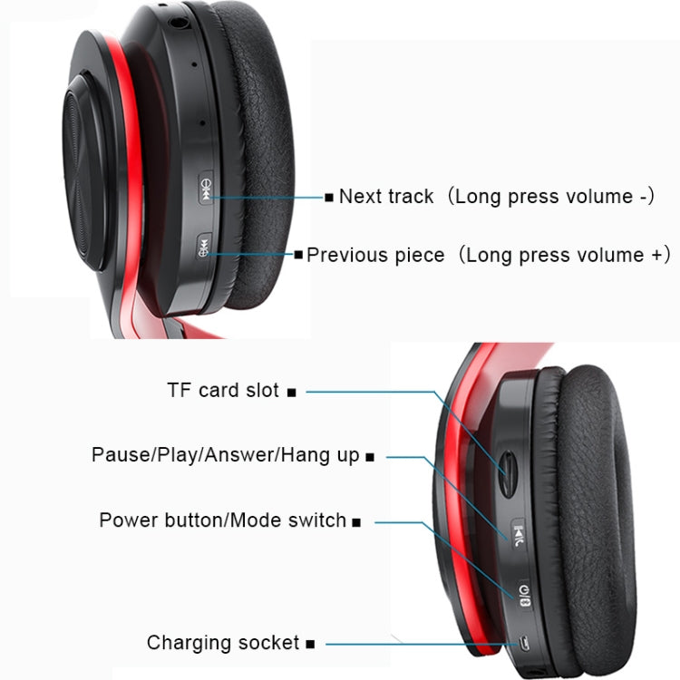 B39 Wireless Bluetooth V5.0 Headset, B39 (Red), B39 (White), B39 (Black Red), B39 (Black)