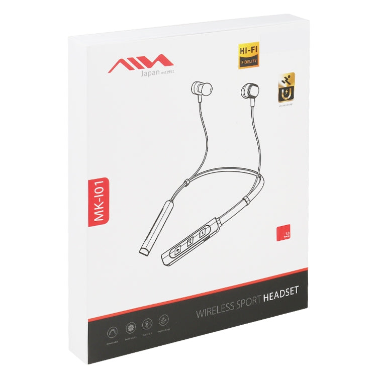 AIN MK-I01 IPX4 Waterproof Neck-mounted Wire-controlled Sports Bluetooth Earphone with Cable Buckle, Support Call & Voice Assistant (Red)