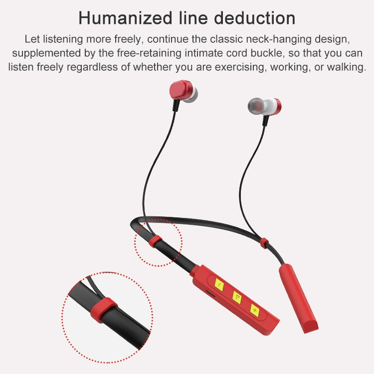 AIN MK-I01 IPX4 Waterproof Neck-mounted Wire-controlled Sports Bluetooth Earphone with Cable Buckle, Support Call & Voice Assistant (Red)