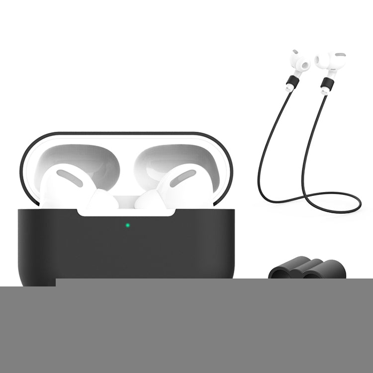 For AirPods Pro 3 in 1 Silicone Earphone Protective Case + Earphones Buckle + Anti-lost Rope Set