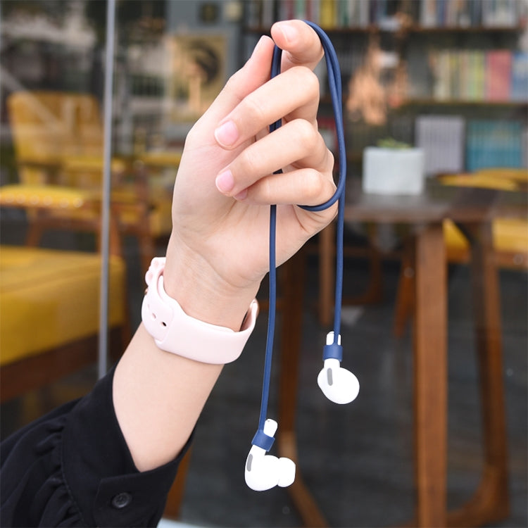 For AirPods Pro 5 in 1 Silicone Earphone Protective Case + Earphone Bag + Earphones Buckle + Hook + Anti-lost Rope Set(Blue)