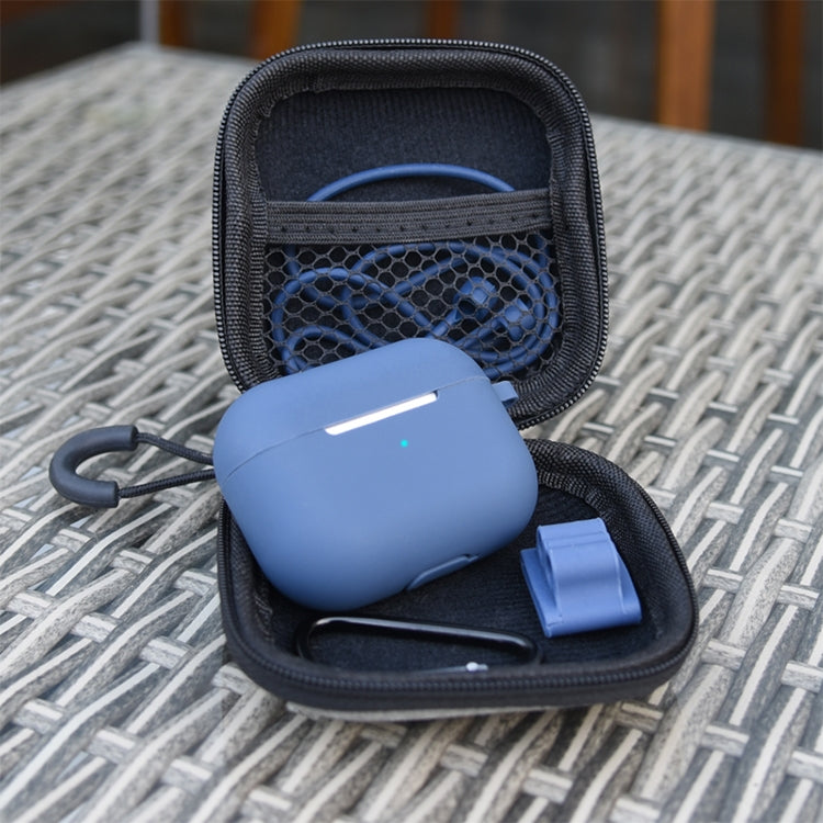 For AirPods Pro 5 in 1 Silicone Earphone Protective Case + Earphone Bag + Earphones Buckle + Hook + Anti-lost Rope Set(Blue)