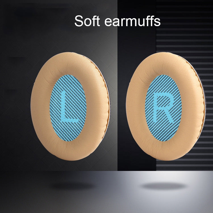 1 Pair Soft Earmuff Headphone Jacket with LR Cotton for BOSE QC2 / QC15 / AE2 / QC25 / QC35(Black)