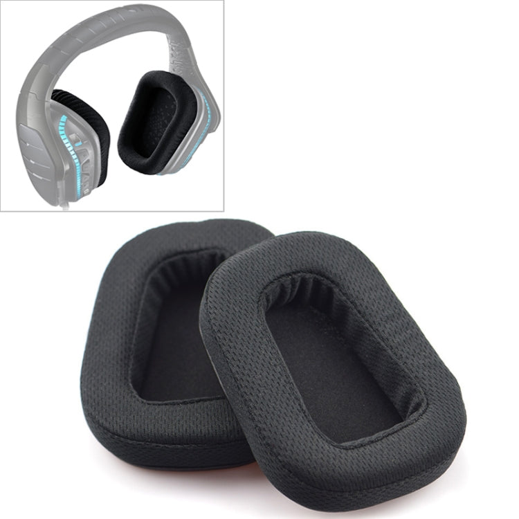2 PCS For Logitech G633 G933 Earphone Cushion Cover Earmuffs Replacement Earpads with Mesh (Leather), Mesh Black, Leather Black