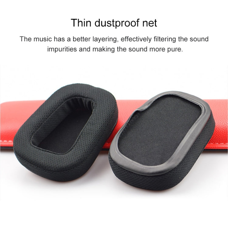 2 PCS For Logitech G633 G933 Earphone Cushion Cover Earmuffs Replacement Earpads with Mesh (Leather), Mesh Black, Leather Black