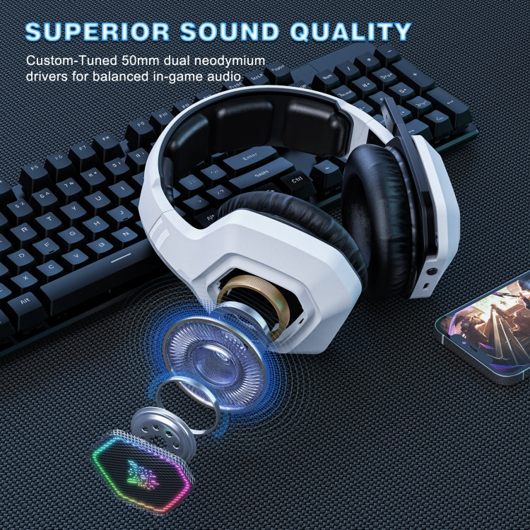 ONIKUMA B100 Bluetooth 5.3 Wireless Bluetooth Headphone with Microphone (White)