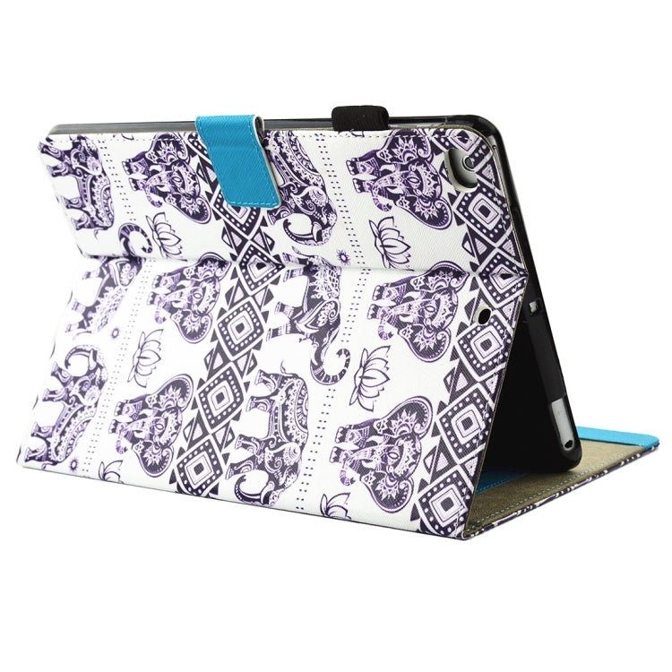 Elephant Lotus Pattern Leather Case for iPad 9.7 (2018/2017) & Air/Air 2 with Holder & Card Slots