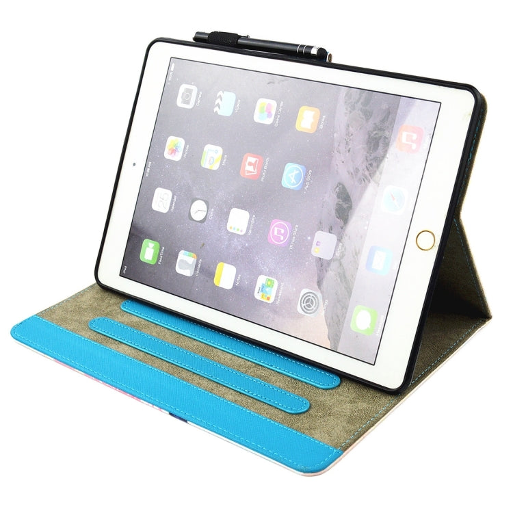 Elephant Lotus Pattern Leather Case for iPad 9.7 (2018/2017) & Air/Air 2 with Holder & Card Slots