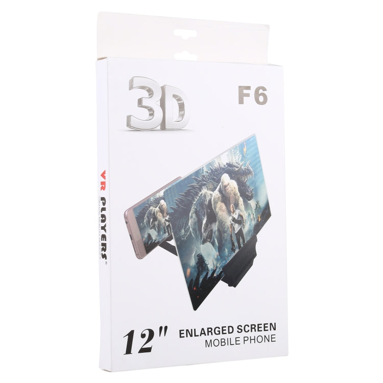 F6 12 inch Universal Foldable 3D Mobile Phone Screen Magnifier with Lazy Stand (Black)