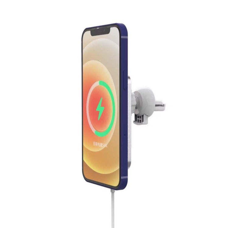 X16 Magsafe Car Air Outlet Vent Mount Clamp Holder 15W Fast Charging Qi Magnetic Wireless Charger(White)