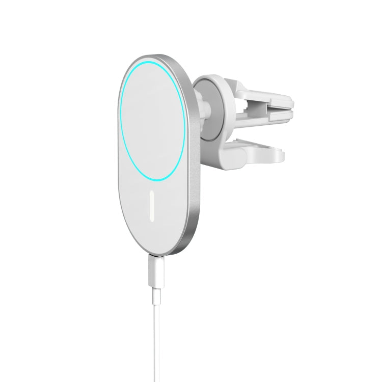 X19 Magsafe Car Air Outlet Vent Mount Clamp Holder 15W Fast Charging Magnetic Wireless Charger(White)