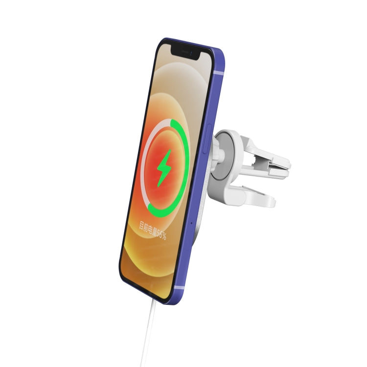 X19 Magsafe Car Air Outlet Vent Mount Clamp Holder 15W Fast Charging Magnetic Wireless Charger(White)