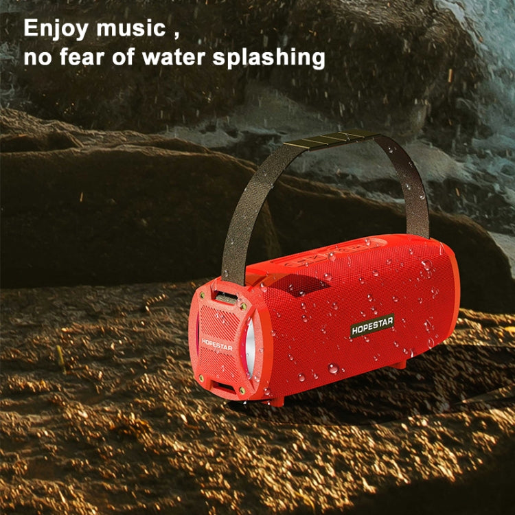 HOPESTAR H24 Pro TWS Portable Outdoor Waterproof Woven Textured Bluetooth Speaker with Rhythm Light, Support Hands-free Call & U Disk & TF Card & 3.5mm AUX & FM, H24 Pro Red, H24 Pro Black, H24 Pro Grey, H24 Pro Blue
