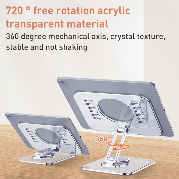 R-JUST T632 Acrylic 360 Degree Rotating Desktop Tablet Stand, T632 Tablet Stand (Transparent)