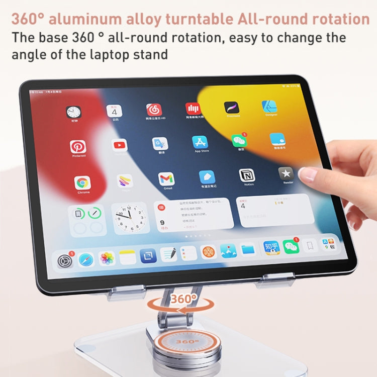 R-JUST T632 Acrylic 360 Degree Rotating Desktop Tablet Stand, T632 Tablet Stand (Transparent)