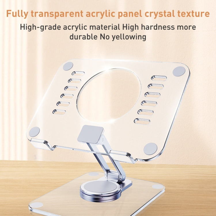 R-JUST T632 Acrylic 360 Degree Rotating Desktop Tablet Stand, T632 Tablet Stand (Transparent)