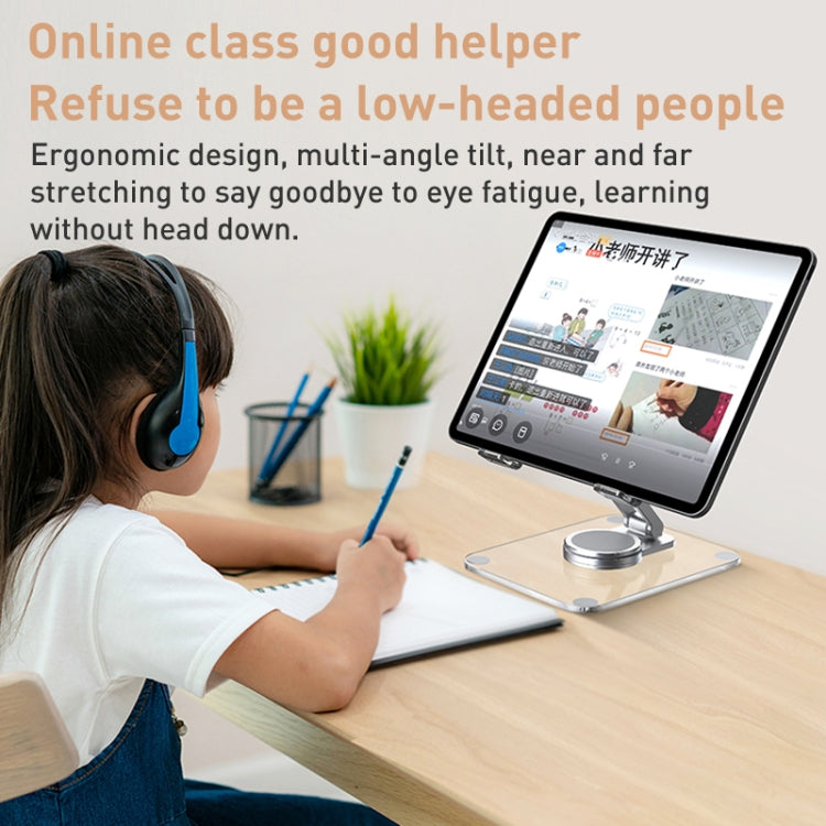 R-JUST T632 Acrylic 360 Degree Rotating Desktop Tablet Stand, T632 Tablet Stand (Transparent)