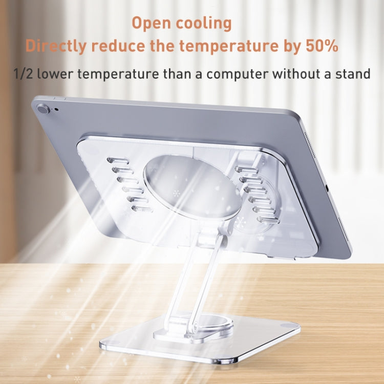 R-JUST T632 Acrylic 360 Degree Rotating Desktop Tablet Stand, T632 Tablet Stand (Transparent)