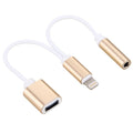 10cm 8 Pin Female & 3.5mm Audio Female to 8 Pin Male Charger Adapter Cable, Support All IOS Systems