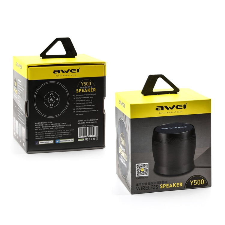 awei Y500 Mini Portable Wireless Bluetooth Speaker with 3D Stereo, Built-in Mic, Support TF Card / AUX, Y500