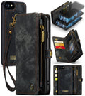 CaseMe for  iPhone 8 & 7  Multifunctional Leather Billfold with Detachable Magnetic PC Back Protective Case & Holder & 10 Card Slots & 3 Cash Slots & 1 Zipper Wallet & 2 Photo Frames & 3 Magnetic Clasps, For iPhone 8 & 7, For 8 & 7