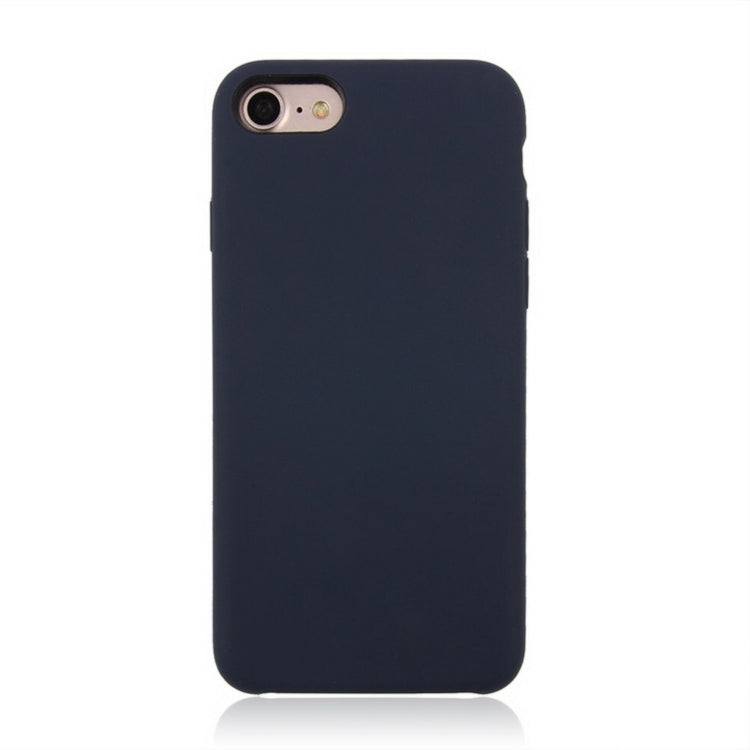 For iPhone SE 2020 & 8 & 7 Pure Color Liquid Silicone + PC Shockproof Defender Case(Dark Blue)
