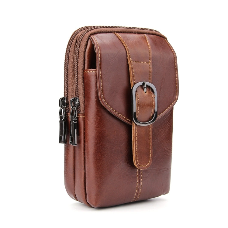 6.3 inch and Below Universal Crazy Horse Texture Genuine Leather Men Vertical Style Case Waist Bag with Belt Hole for Sony, Huawei, Meizu, Lenovo, ASUS, Cubot, Oneplus, Xiaomi, Ulefone, Letv, DOOGEE, Vkworld, and other Smartphones(Brown)