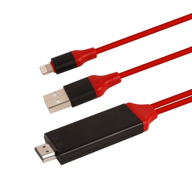 8 Pin Male to HDMI & USB Male Adapter Cable, Length: 2m(Red)
