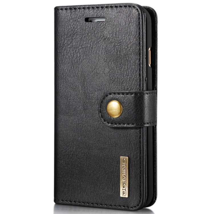 DG.MING For iPhone SE 2020 & 8 & 7  Crazy Horse Texture Horizontal Flip Detachable Magnetic Protective Case with Holder & Card Slots & Wallet(Black)