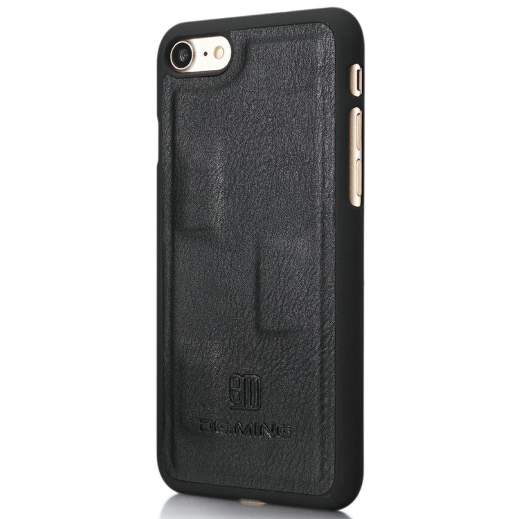 DG.MING For iPhone SE 2020 & 8 & 7  Crazy Horse Texture Horizontal Flip Detachable Magnetic Protective Case with Holder & Card Slots & Wallet(Black)
